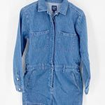 Gap denim utility romper long sleeve pockets pin stripes casual festival size 4 Photo 0