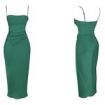 House Of CB NWOT Teia Forest Draped Corset Midi Dress sz S Photo 4