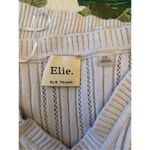 Elie Tahari Women’s Short Sleeve V Neck Beige Grey Sweater Size Large Photo 6