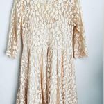 Free People  Floral Mesh Lace Overlay 3/4 Sleeve Peach 12 Photo 2