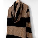 Free People Lulu Rugby Tan and Black Striped Cowl Neck Alpaca Wool Blend Sweater Photo 5