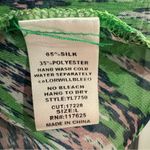 YA Los Angeles Ya Los Angeles Silk Blend Sheer Button Up Blouse with Tie at Neck Green Print Photo 4