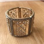 Crystal Accent Stretch Bracelet Rhodium Plated New Photo 2