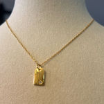 Minimalist unisex 925 Sterling silver tag charm Gold Photo 0