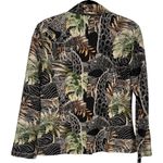 SILKLAND Pure Silk Safari Animal Print Lightweight Jacket Blazer Size 8 Career Black Photo 1