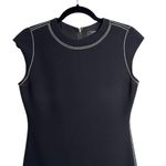 Theory Embroidered Admiral Crepe Black Shift Dress Photo 4