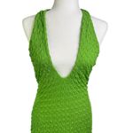 LaMarque Miles Halterneck Dress Green Deep V Textured Midi Dress Bodycon Medium Photo 2