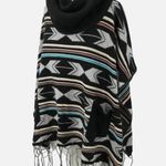Double Zero  Turtleneck Fringe Poncho Size M Boho Southwest Pockets Western Photo 5