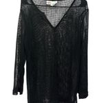 Sand N Sun Black Mesh Sequined Slit V Neck Beach Pullover Cover Up Womens Small Photo 5