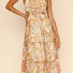 Who I Am Arisaema Brown Yellow Floral Maxi Dress Photo 0