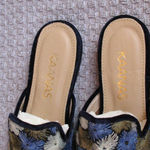 Kaanas NWT  Blue Embroidered Mules Shoes Photo 4
