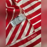 Bill Blass  Red and White Striped Silk Long Neck Scarf Photo 2