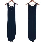 Michael Stars  Black Ribbed Midi Tank Dress Sleeveless Reversible Size Medium New Photo 2