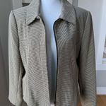 Vintage John Paul Richard Petite Tan Black Houndstooth Plaid Zip Short Jacket 14 Size 14P Photo 0