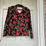 Briggs New York  Jacket Womens Long Sleeve Button Up Black‎ Red Floral XL Photo 2