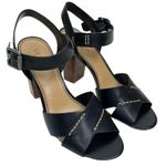 Crown Vintage Women's Vegan Leather Black Bolero Block Heel Sandals Size 7.5 Photo 11