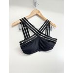 Kenneth Cole  Swimming Top Size Medium Black Stretch Crisscross Padded Photo 3