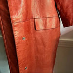 Longchamp • Authentic Red Lamb Leather Button Front Coat Photo 6