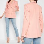 EXPRESS Flannel Knit Oversized Double Breasted Blazer with Gold Novelty Buttons Photo 4