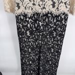 Tadashi Shoji Formal Long Gown Dress Womens 14 Black Cream Lace Belt Photo 8
