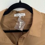 Emory park NEW Ruched Button Front Long Sleeve Mini Dress in Tan Small Photo 2