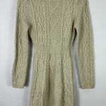 Lucky Brand  Sweater Dress S‎ Beige Cable Knit Long Sleeve Boho Preppy Academia Photo 0