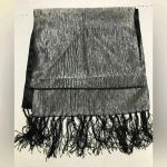 Women’s Reversible Wrap Silver‎ and Black with Fringe One Size Photo 4