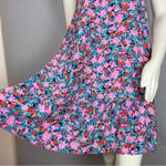 Loft Floral Dress Daisy Print Flounce Sleeveless Tie Back Size Medium Scoop Back Photo 7
