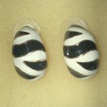 Kenneth Jay Lane Signed KJL China Black and White Zebra Earrings Black Photo 0