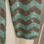 J.Crew Mint Green Chevron Sequin Top Party Holiday Festive Long Sleeve Size XS Photo 3