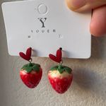 Strawberry Heart‎ Drop Earrings Cute Red Dangle Fruit Style Jewelry new Photo 1