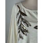 Tommy Bahama Tommy‎ Bahama Shirt Women Small Ivory Cotton Sequins Floral Tee Coastal Preppy Photo 6