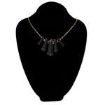 Sam Edelman NEW - Elegant Statement Black Druzy Stones & Gold Waterfall Pendants Necklace Photo 2