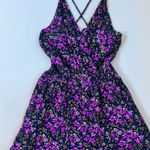 LULUS Cross Back Flowy Floral‎ Romper Womens Small Navy Pink Blue Photo 0