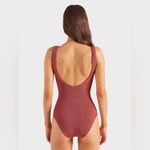 J.Crew  scrunchie textured one piece swimsuit rust brick scoop hunzag Photo 1