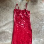 Pretty Little Thing Red Latex  Dress Photo 0