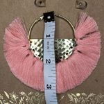 Shiraleah CHICAGO Anya Pink Earrings Gold Boho Tassel Fan Hoops NWT Photo 4