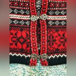 Cambridge Dry Goods wool clasp red Nordic sweater, size medium Photo 1
