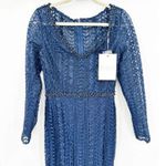 Mac Duggal  Midnight Blue 20271 Long Sleeve Beaded Lace Trumpet Gown Size 4 NWT Photo 5