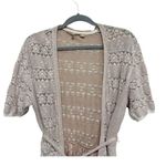 Anthropologie Knitted & Knotted Lace Stitch Cardigan Large Peach Tan Boho Twee Photo 3