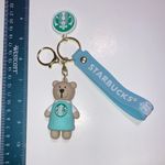 Starbucks  Blue and White Bear Keychain with Wrist Strap or Bag Charm - New Photo 3