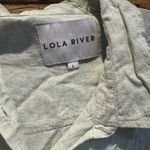 Lola River Green White Linen Blend Popover Top | L Size L Photo 2