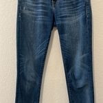 frame denim Le Boy Jeans High Rise Burnett Raw Hem w Slit Gold Rivets, Size 25 Photo 2