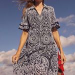 Chico's NEW  Eyelet Tiered Sundress Fully Embroidered Stitch Work Sz 6 Small Luxe Photo 2