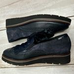 Navy Blue Leather Suede Brogue Tassel Slip On Loafers Preppy Academic Classic Black Size 6.5 Photo 7