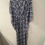 Anthropologie  RUJUTA SHETH Marie Cinch Kaftan‎ Dress Blue Lotus Print size M/L Photo 1