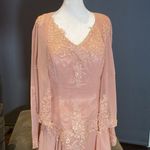 Women’s Pink Chiffon Dress Floral Detail ZipUpBack Matching Jacket Size 24W/26W Photo 1