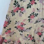 Lucky Brand  Cream and Pink Floral V Neck Button Front Shirt Top Size Large L Photo 4