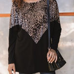 Amaryllis Leopard Print Velvet Bodice Sweater Size 1X Black Photo 0