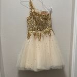 MORILEE SEQUIN ONE SHOULDER SHORT PARTY DRESS Gold Size 4 Photo 2